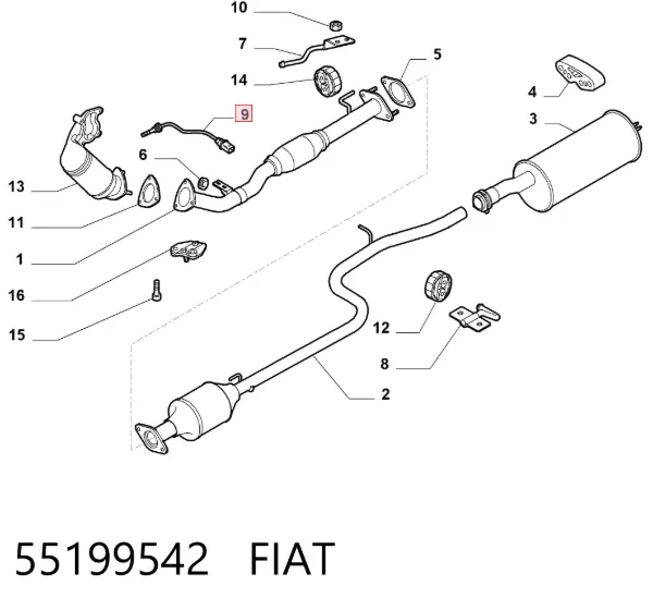 Sonda lambda, sensor de oxigênio 55199542 Fiat/Alfa/Lancia