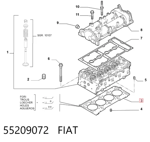Vedante de cabeça de motor (CBC) 55209072 Fiat/Alfa/Lancia