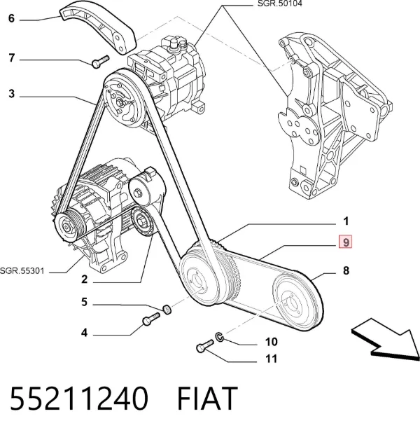 Correia dos conjuntos de transmissão 55211240 Fiat/Alfa/Lancia