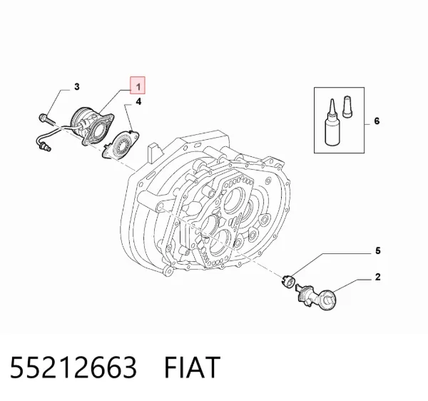 Cilindro de trabalho de embraiagem montado com rolamento de desengate 55212663 Fiat/Alfa/Lancia