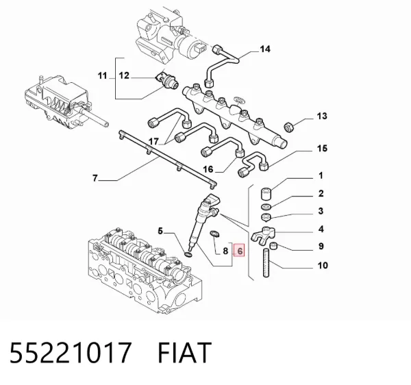 Injetor de injeção de combustível 55221017 Fiat/Alfa/Lancia