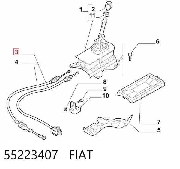 Cabo de mudança, de seletor 55223407 Fiat/Alfa/Lancia