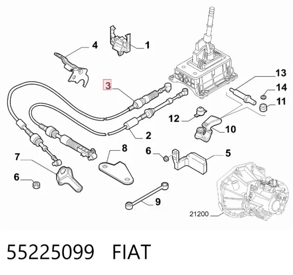 Cabo de mudança duplo 55225099 Fiat/Alfa/Lancia
