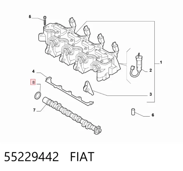 Vedação da árvore distribuidora de motor 55229442 Fiat/Alfa/Lancia