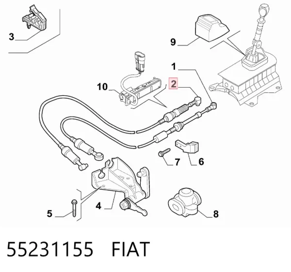 Cabo de mudança (de seleção de velocidade) 55231155 Fiat/Alfa/Lancia