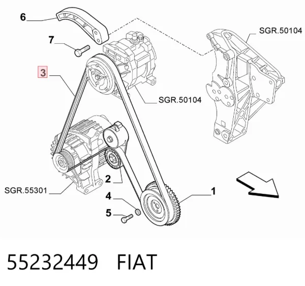 Correia dos conjuntos de transmissão 55232449 Fiat/Alfa/Lancia