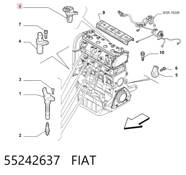Sensor de posição da árvore distribuidora 55242637 Fiat/Alfa/Lancia