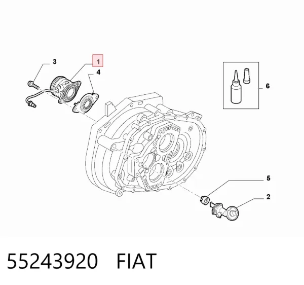 Cilindro de trabalho de embraiagem montado com rolamento de desengate 55243920 Fiat/Alfa/Lancia