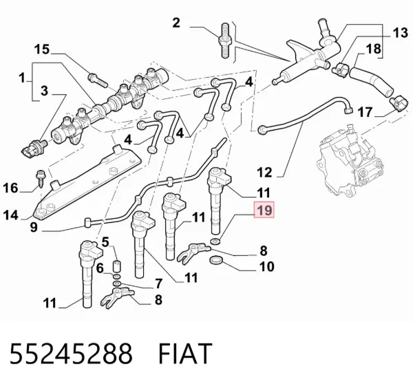 Anel (arruela) do injetor de ajuste 55245288 Fiat/Alfa/Lancia