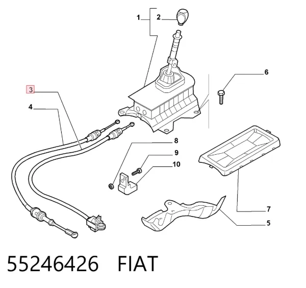 Cabo de mudança, de seletor 55246426 Fiat/Alfa/Lancia