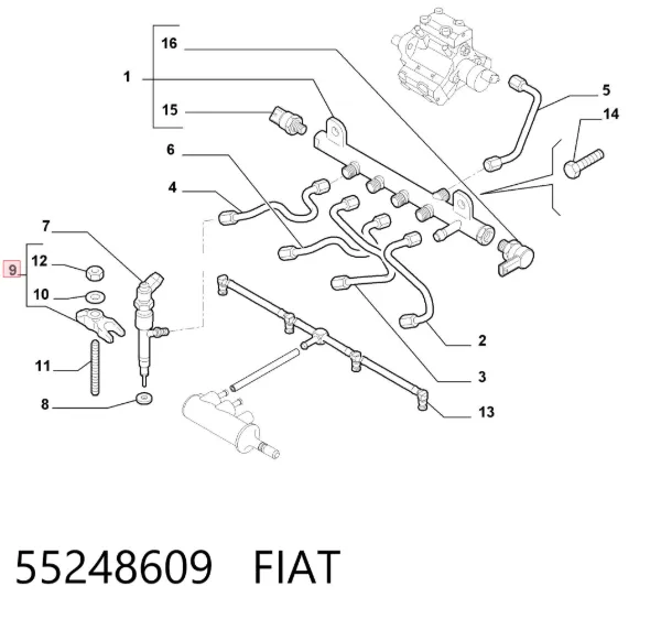 Consola de fixação do injetor 55248609 Fiat/Alfa/Lancia