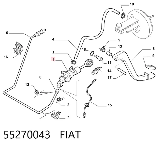 Cilindro mestre de embraiagem 55270043 Fiat/Alfa/Lancia