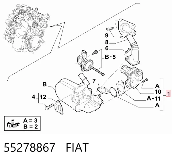 Válvula EGR de recirculação dos gases 55278867 Fiat/Alfa/Lancia