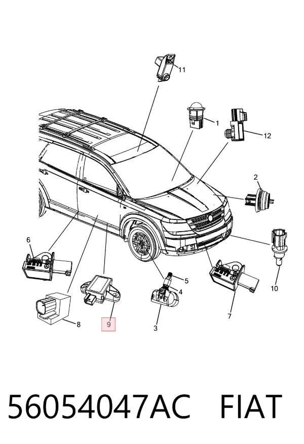 Sensor AIRBAG dianteiro 56054047AC Fiat/Alfa/Lancia