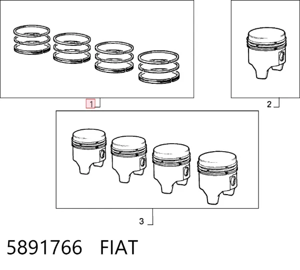 Kit de anéis de pistão de motor, 2ª reparação ( + 0,50) 5891766 Fiat/Alfa/Lancia