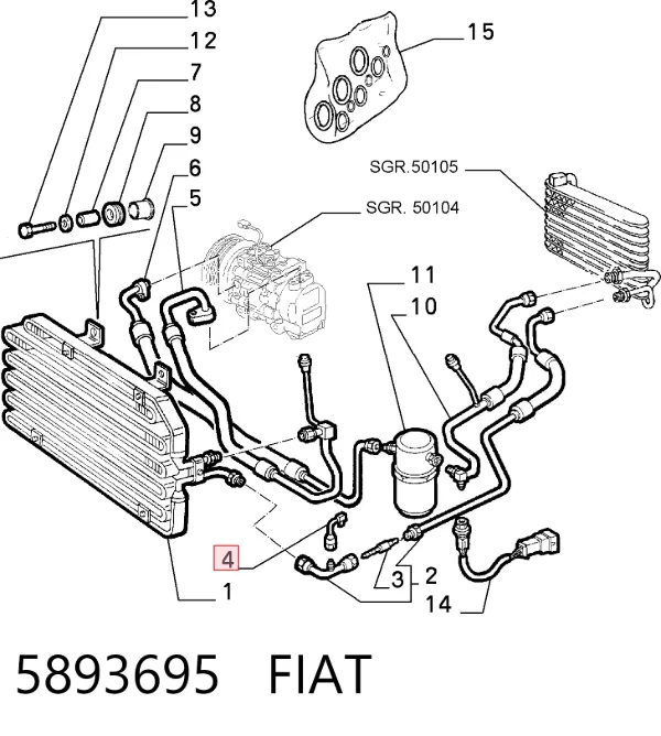 Sensor de pressão absoluta de aparelho de ar condicionado 5893695 Fiat/Alfa/Lancia