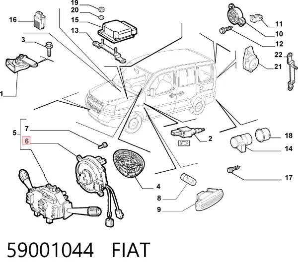 Anel AIRBAG de contato, cabo plano do volante 59001044 Fiat/Alfa/Lancia