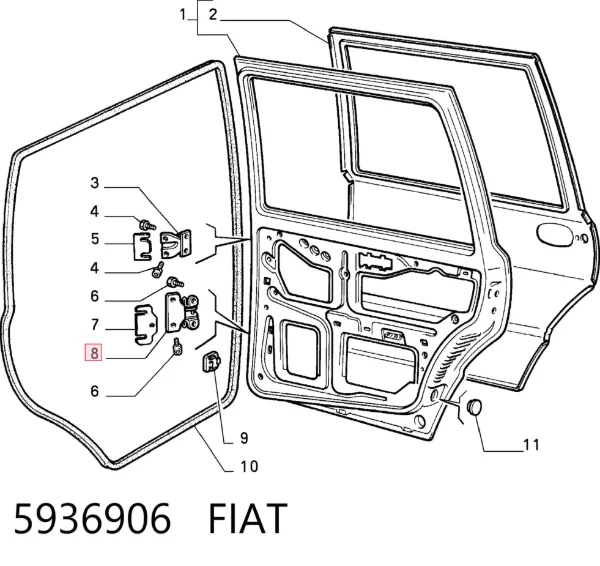 Gozno da porta dianteira direita 5936906 Fiat/Alfa/Lancia