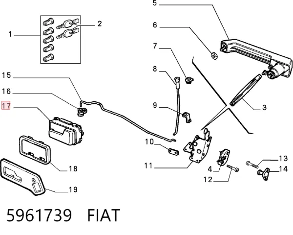 Maçaneta interna esquerda da porta dianteira 5961739 Fiat/Alfa/Lancia