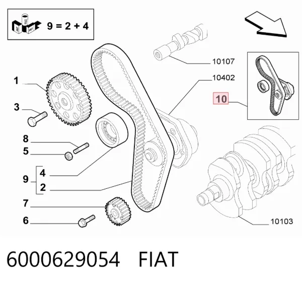 Correia do mecanismo de distribuição de gás, kit 6000629054 Fiat/Alfa/Lancia