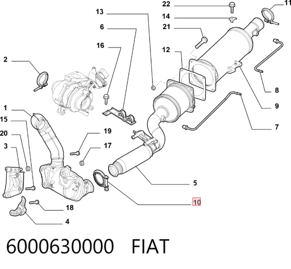 Braçadeira de união de tubo coletor de escape 6000630000 Fiat/Alfa/Lancia