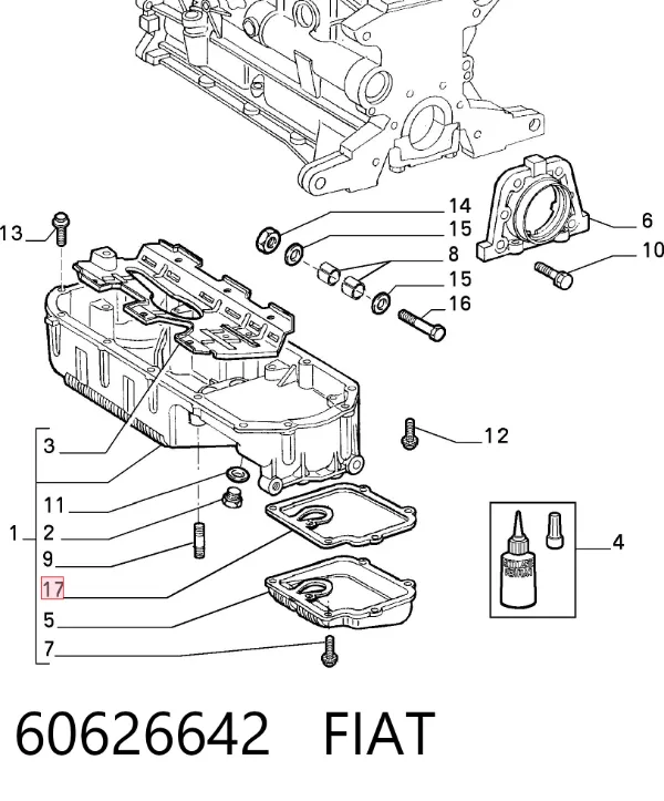 Vedante de panela de cárter do motor 60626642 Fiat/Alfa/Lancia