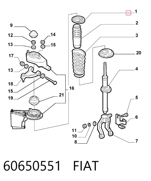 Pára-choque (grade de proteção) de amortecedor dianteiro + bota de proteção 60650551 Fiat/Alfa/Lancia