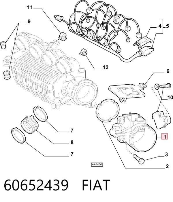 Válvula de borboleta montada 60652439 Fiat/Alfa/Lancia