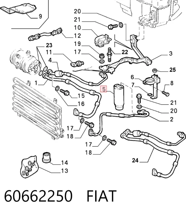 Tanque de recepção do secador de aparelho de ar condicionado 60662250 Fiat/Alfa/Lancia