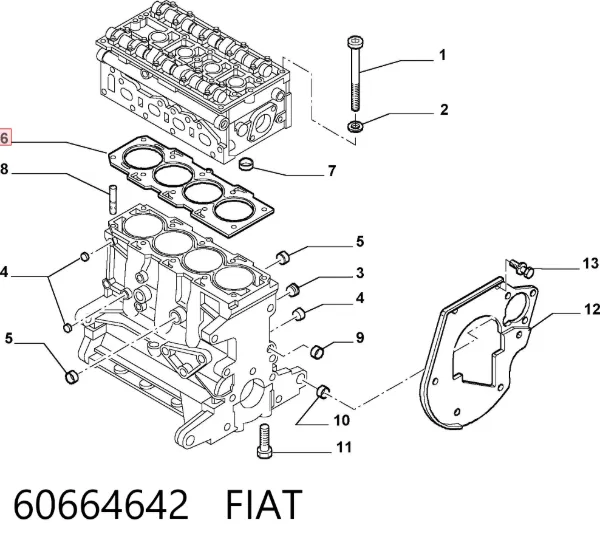 Vedante de cabeça de motor (CBC) 60664642 Fiat/Alfa/Lancia