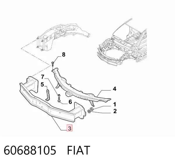 Reforçador do pára-choque dianteiro 60688105 Fiat/Alfa/Lancia