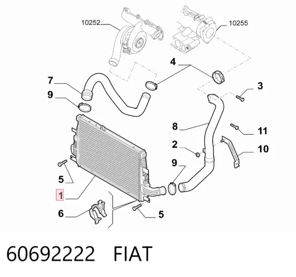 Radiador de intercooler 60692222 Fiat/Alfa/Lancia