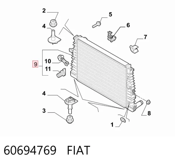 Radiador de esfriamento de motor 60694769 Fiat/Alfa/Lancia