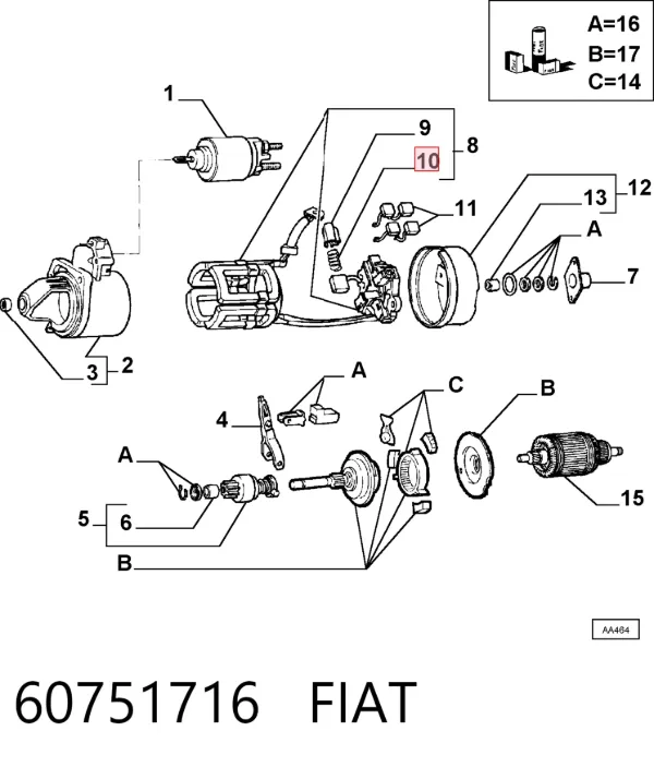 Kit de reparação do motor de arranco Alfa Romeo 147 937