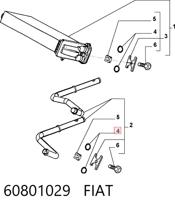 Vedante anular de tubo do radiador de forno 60801029 Fiat/Alfa/Lancia