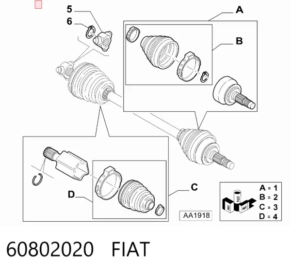 Junta homocinética interna, tripé 60802020 Fiat/Alfa/Lancia