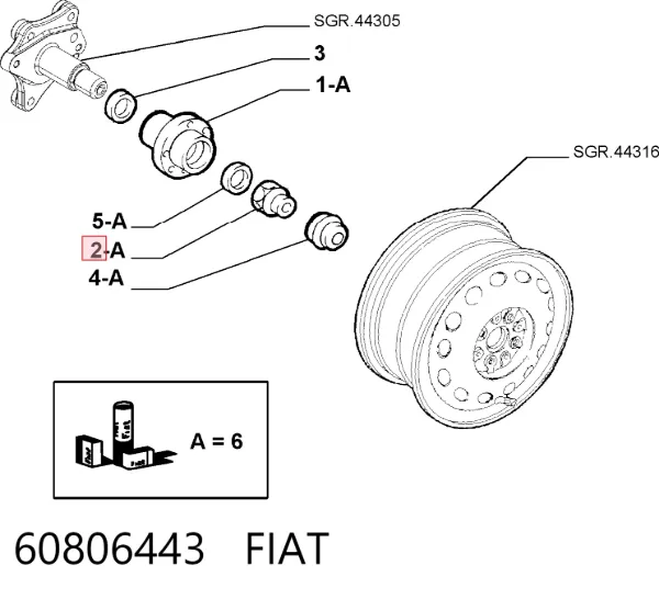 Porca de cubo traseiro 60806443 Fiat/Alfa/Lancia