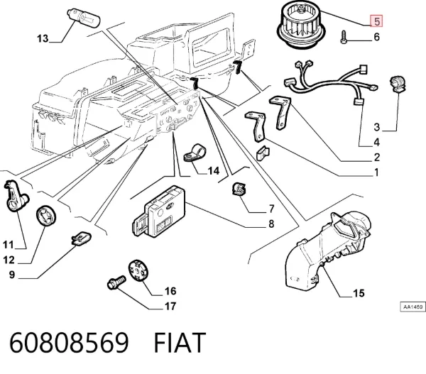 Motor de ventilador de forno (de aquecedor de salão) 60808569 Fiat/Alfa/Lancia