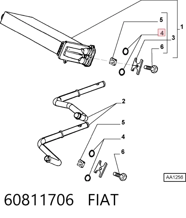Vedante anular de tubo do radiador de forno 60811706 Fiat/Alfa/Lancia