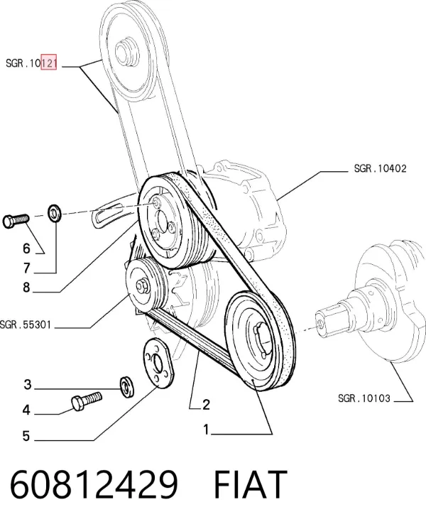 Correia dos conjuntos de transmissão 60812429 Fiat/Alfa/Lancia