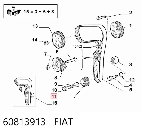 Engrenagem de cadeia da roda dentada de acionamento de cambota de motor 60813913 Fiat/Alfa/Lancia