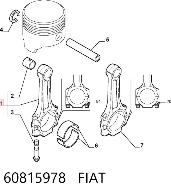 Biela de pistão de motor 60815978 Fiat/Alfa/Lancia
