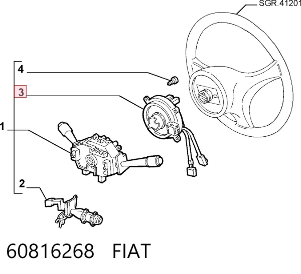 Anel AIRBAG de contato, cabo plano do volante 60816268 Fiat/Alfa/Lancia
