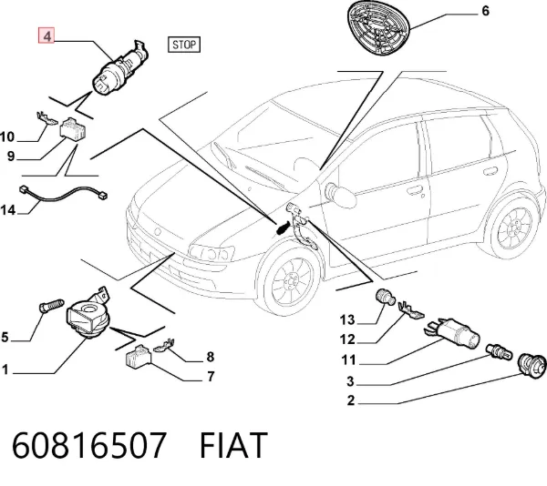 Sensor de ativação do sinal de parada 60816507 Fiat/Alfa/Lancia