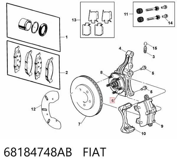 Cubo dianteiro 68184748AB Fiat/Alfa/Lancia