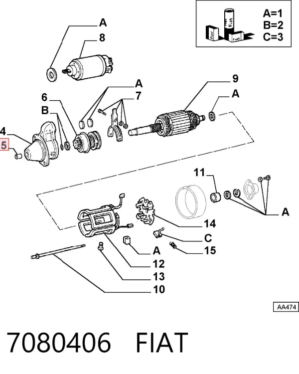 Bucha do motor de arranco 7080406 Fiat/Alfa/Lancia