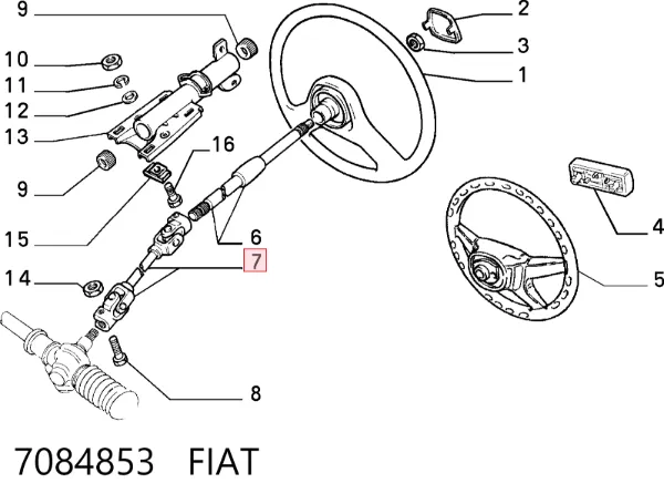 Veio da coluna de direção inferior 7084853 Fiat/Alfa/Lancia