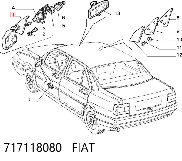 Espelho de retrovisão esquerdo 717118080 Fiat/Alfa/Lancia