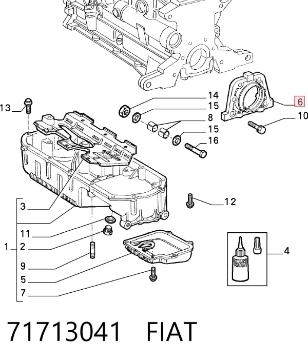 Vedação traseira de cambota de motor 71713041 Fiat/Alfa/Lancia