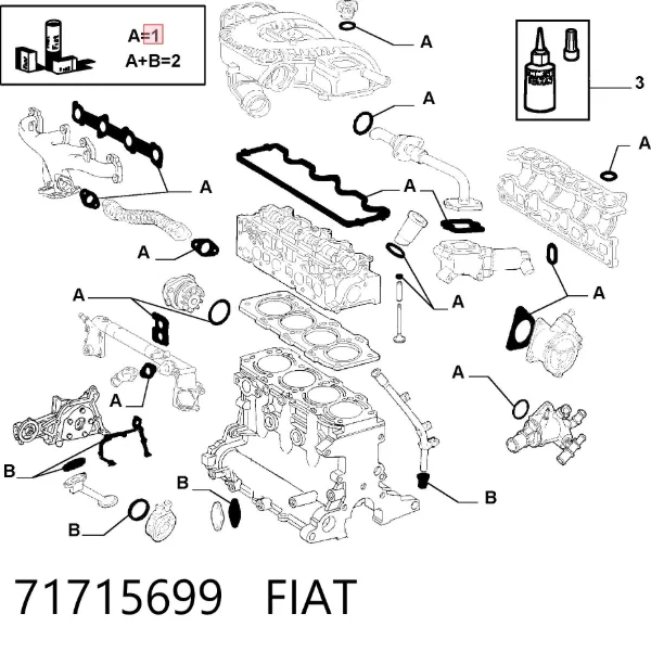 Kit superior de vedantes de motor 71715699 Fiat/Alfa/Lancia